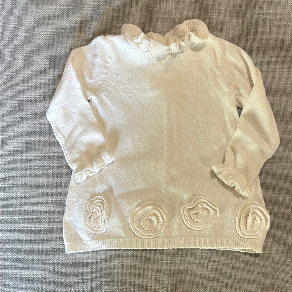 White Ruffled Long Sleeve Top
